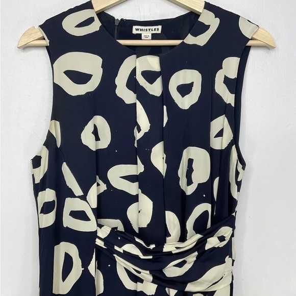 Whistles Marisa Loop Print Draped Dress Size 12 Blue Midi - Picture 5 of 9